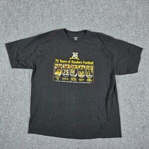 Y2K 2007 NFL Pittsburg Steelers 75th Anniversary Graphic Shirt Black‎ Men's 2XL